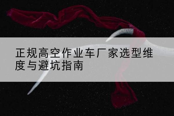 巩留高空作业车厂家-正规选型维度与避坑指南